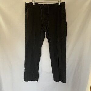 Women's 3XL Black Casual Pants With Drawstring Waist Linen/Cotton Blend light